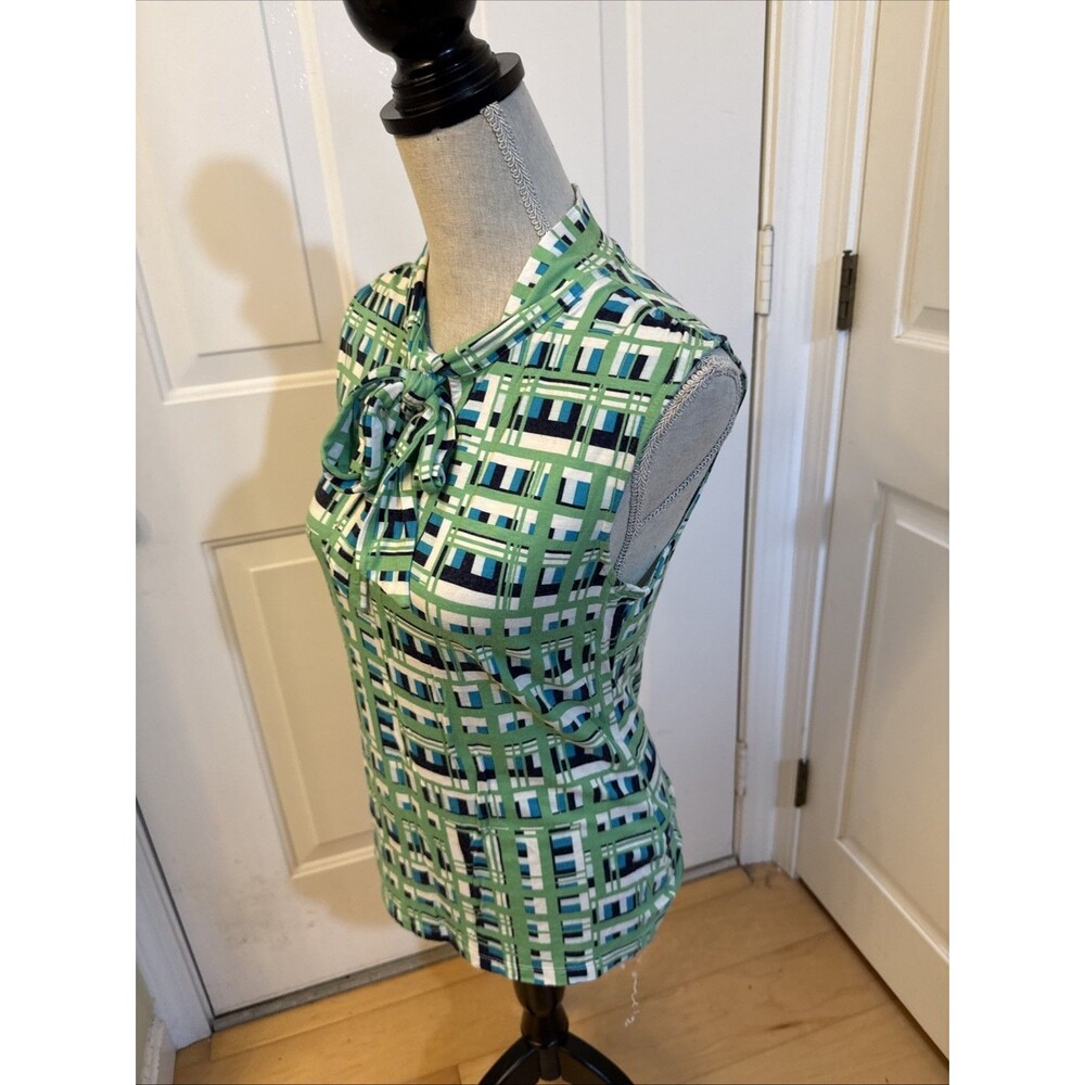 Y2K GEOMETRIC Banana Republic Size M Women’s Tie Front Green Tank Stretch Rayon